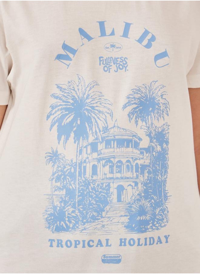 Styli Graphic Print Short Sleeve T-Shirt  - Image 3