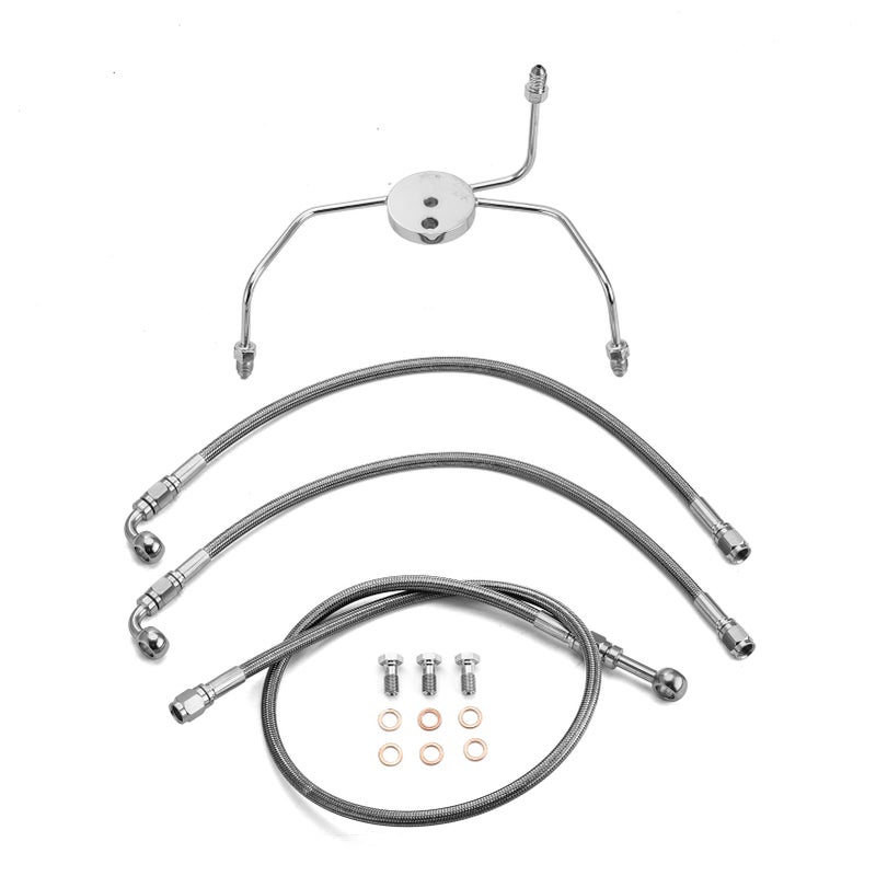 Mofun 51 Upper and Lower Hydraulic Brake Line NonABS Compatible with Harley Touring Road Glide Road King 19992007 Fit Electra Street Glide 19962007 Fit 1012 Handlebar Black - Image 2