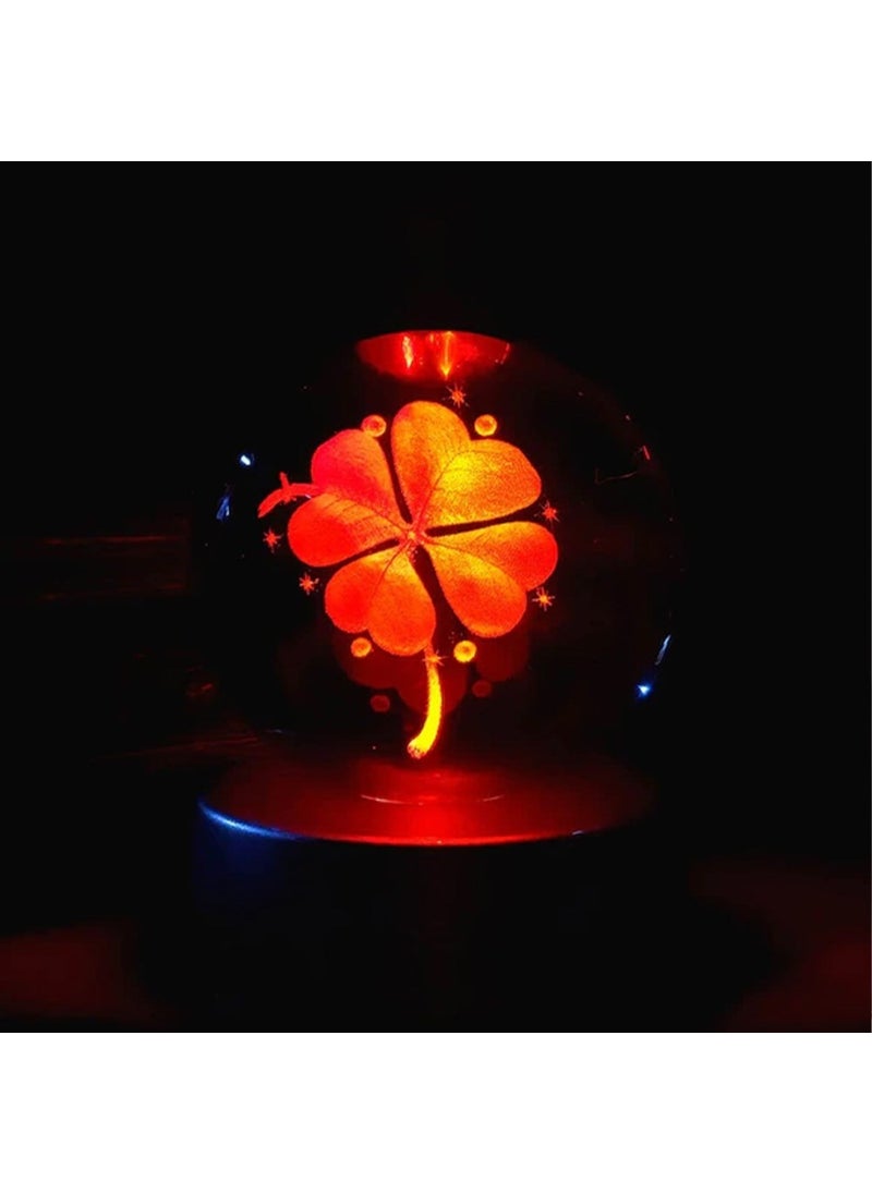 Hediyesahibi - Gift Holder Personalized Photo 3D Lucky Clover Lighted Glass Globe - Image 1
