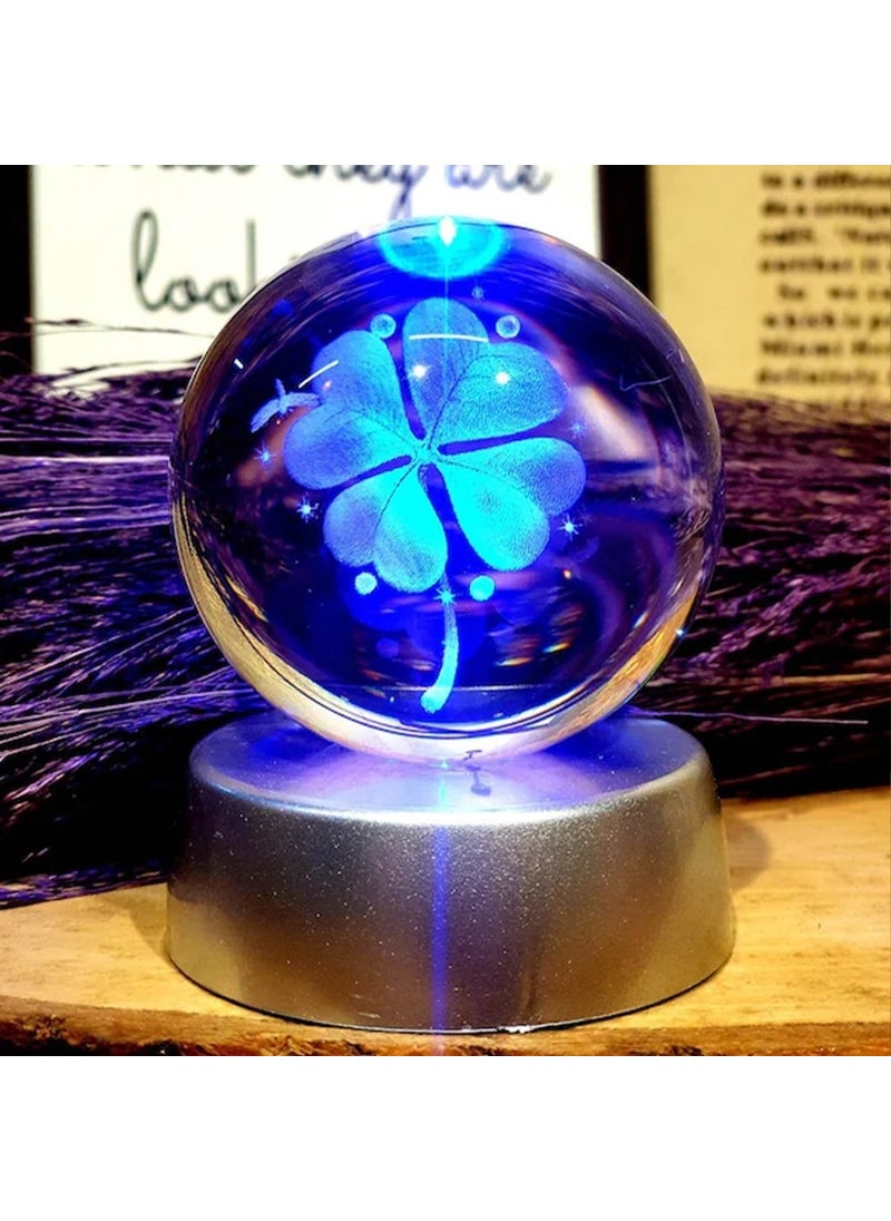 Hediyesahibi - Gift Holder Personalized Photo 3D Lucky Clover Lighted Glass Globe - Image 1