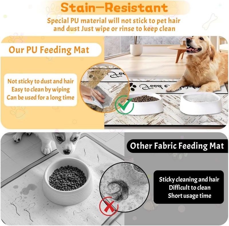Excefore Pet Feeding Mat, 40 * 60cm Pet Food Bowl Mat, Non-Slip Absorbent Animal Placemat For Floor, Waterproof, Dog And Cat Placemat, Easy To Clean, Quick Dry, Super Absorbent Pet Feeding Mat - Image 2