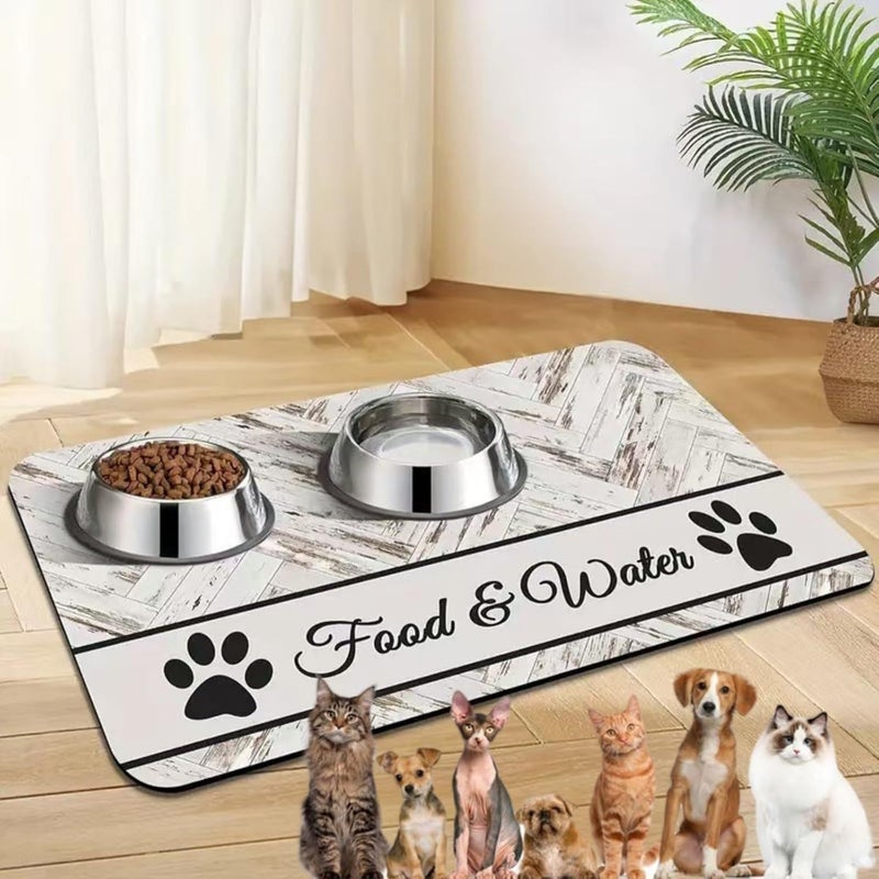 Excefore Pet Feeding Mat, 40 * 60cm Pet Food Bowl Mat, Non-Slip Absorbent Animal Placemat For Floor, Waterproof, Dog And Cat Placemat, Easy To Clean, Quick Dry, Super Absorbent Pet Feeding Mat - Image 1
