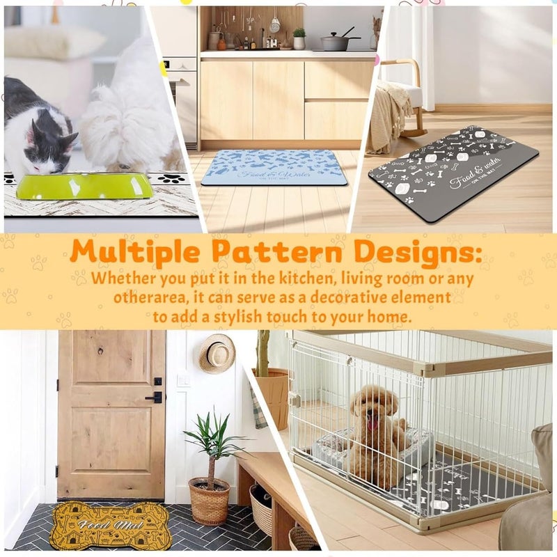 Excefore Pet Feeding Mat, 40 * 60cm Pet Food Bowl Mat, Non-Slip Absorbent Animal Placemat For Floor, Waterproof, Dog And Cat Placemat, Easy To Clean, Quick Dry, Super Absorbent Pet Feeding Mat - Image 5