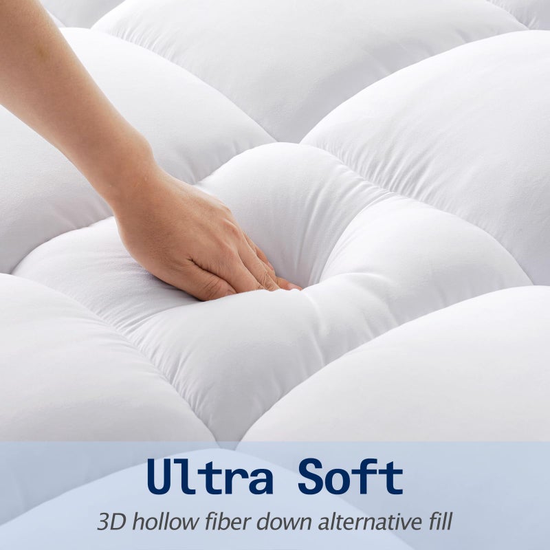 SOPAT Queen Size Mattress Topper â€“ Extra Thick Pillow Top, Soft Down Alternative Fill, Deep Pocket Mattress Pad for Queen Bed (60x80 in, White) - Image 2