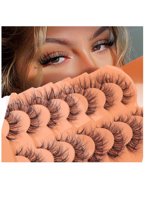 6D Mink Lashes Natural Look False Eyelashes Wispy Flat Eyelashes Fluffy Wispies False Lashes That 16MM Fake Eye Lashes Pack