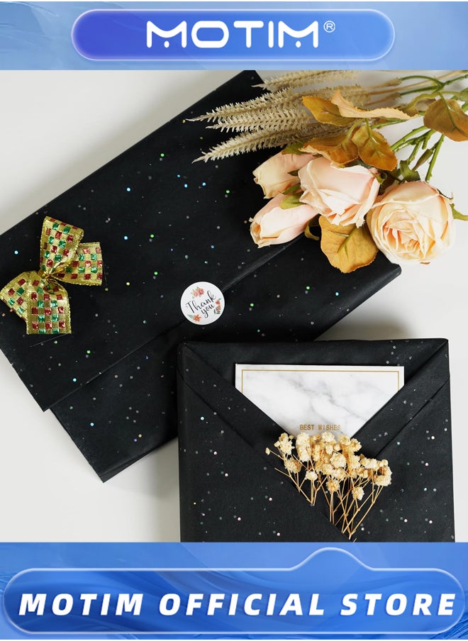 Motim 10 Sheets Black Glitter Tissue Paper Bulk for Gift Bags Black Glitter Gift Wrapping Tissue Paper for Birthday & Holiday  - Image 5
