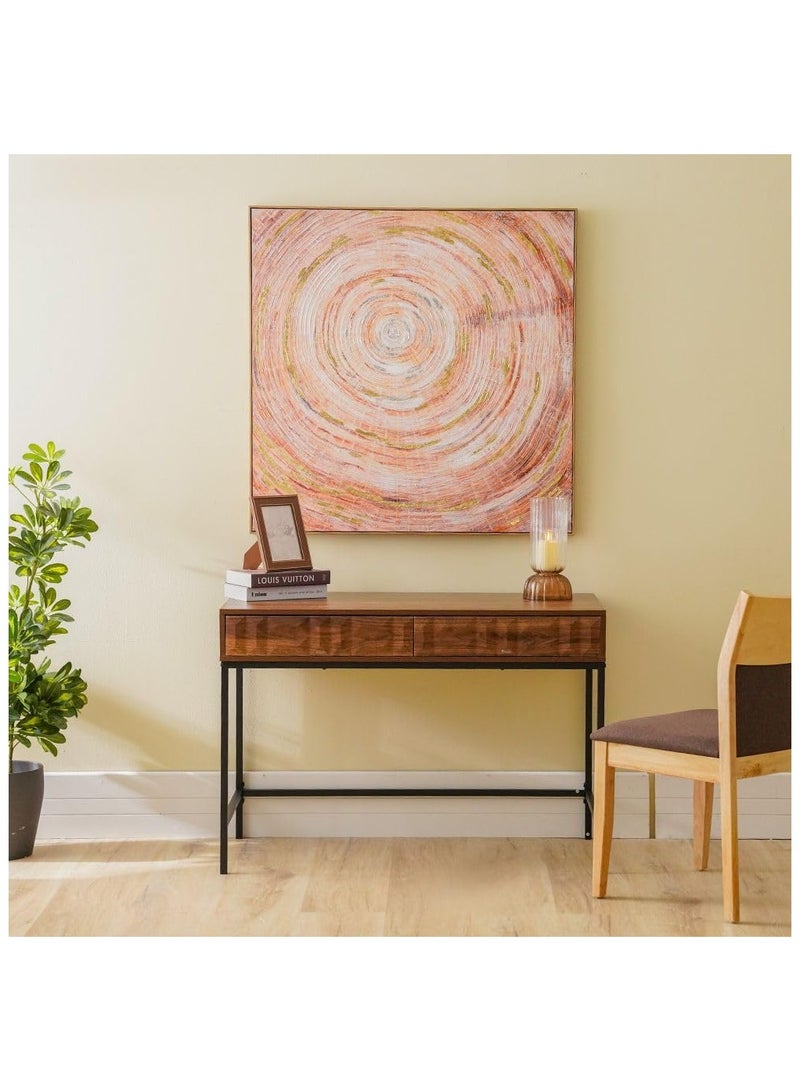 DANUBE HOME Dello Study Desk With 2 Drawers Computer Table I Office Desk Workstation Modern Pc Laptop Table Wooden Study Table For Home Office L110.6Xw53.5Xh76Cm -Walnut  - Image 1