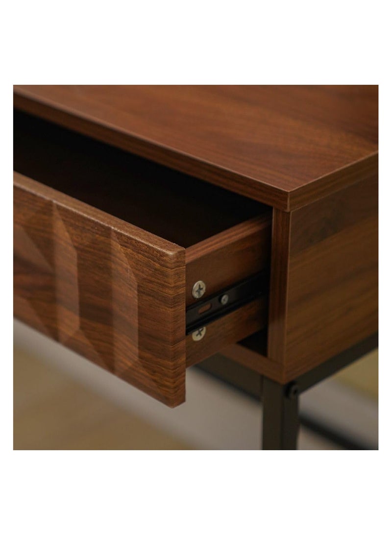 DANUBE HOME Dello Study Desk With 2 Drawers Computer Table I Office Desk Workstation Modern Pc Laptop Table Wooden Study Table For Home Office L110.6Xw53.5Xh76Cm -Walnut  - Image 3