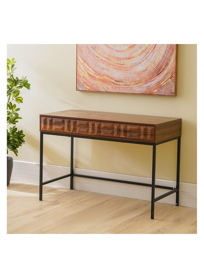 DANUBE HOME Dello Study Desk With 2 Drawers Computer Table I Office Desk Workstation Modern Pc Laptop Table Wooden Study Table For Home Office L110.6Xw53.5Xh76Cm -Walnut  - Image 5
