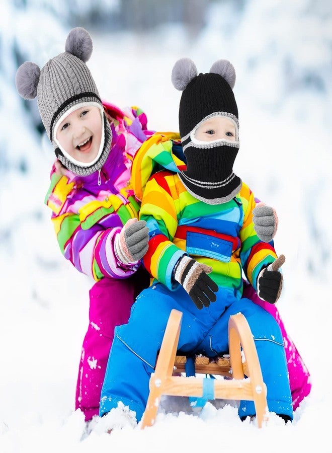 JaGely 9 Pcs Kids Hood Scarf Gloves Set Kids Knit Hat Winter Thick Earflap Skull Caps Toddler Fleece Beanie Cap Balaclava for Boy Girls, 3 Style - Image 5