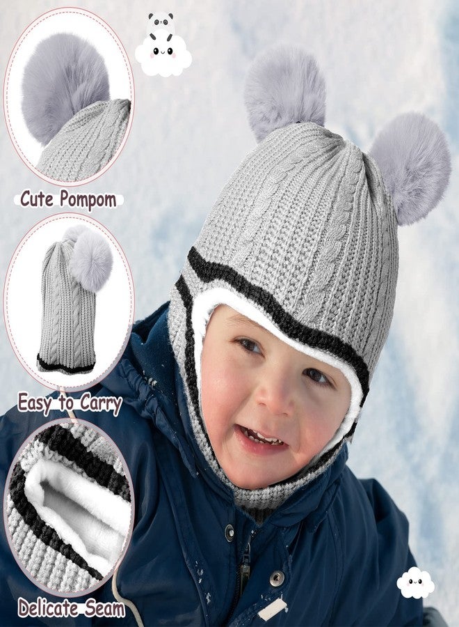 JaGely 9 Pcs Kids Hood Scarf Gloves Set Kids Knit Hat Winter Thick Earflap Skull Caps Toddler Fleece Beanie Cap Balaclava for Boy Girls, 3 Style - Image 4
