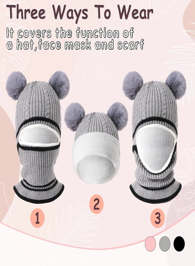 JaGely 9 Pcs Kids Hood Scarf Gloves Set Kids Knit Hat Winter Thick Earflap Skull Caps Toddler Fleece Beanie Cap Balaclava for Boy Girls, 3 Style - Image 3
