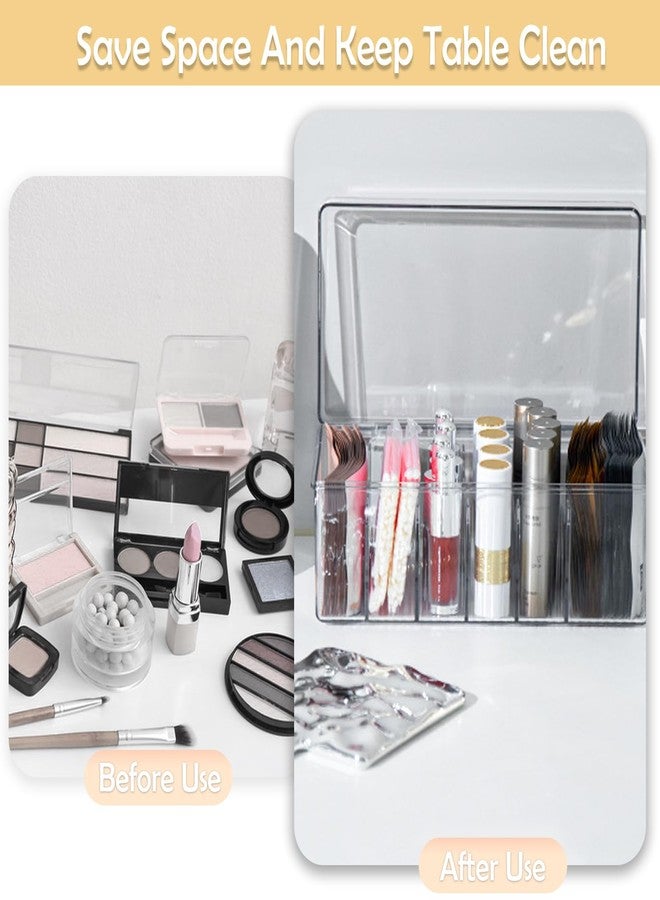 EOREA Acrylic Lash Extension Organizer with Lid, 6 Compartment Lash Cart Storage for Lash Techs, Clear Secure Lid Eyelash Supplies Organizer for Salon & Home Use - Image 5