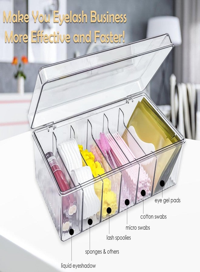 EOREA Acrylic Lash Extension Organizer with Lid, 6 Compartment Lash Cart Storage for Lash Techs, Clear Secure Lid Eyelash Supplies Organizer for Salon & Home Use - Image 4