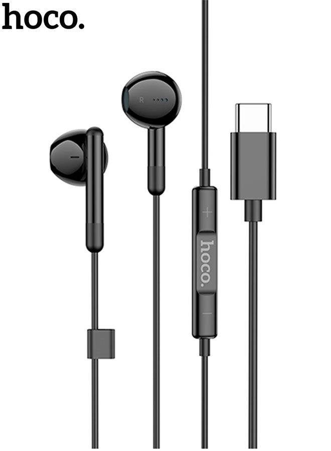 هوكو. M93 سماعات أذن رقمية صغيرة تعمل بالتحكم السلكي مع ميكروفون، قابس: نوع-C، متوافقة مع هواوي وشاومي وون بلس وآيباد برو/آيباد إير بواجهة نوع-C (أسود) - Image 1