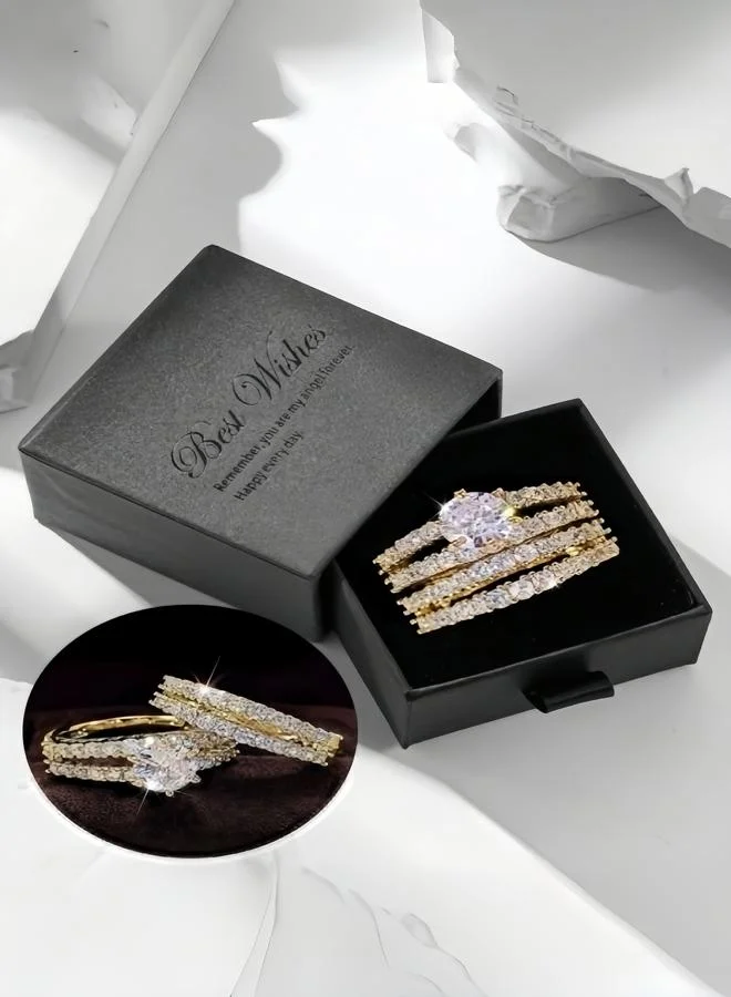 Take Two  Set of 2 - Golden Diamond Ring for Women | Best Price UAE