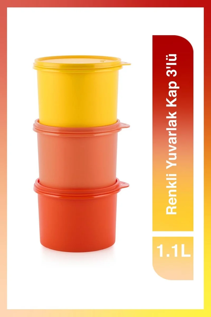Tupperware Colored Round Container 3 Pcs 1.1L