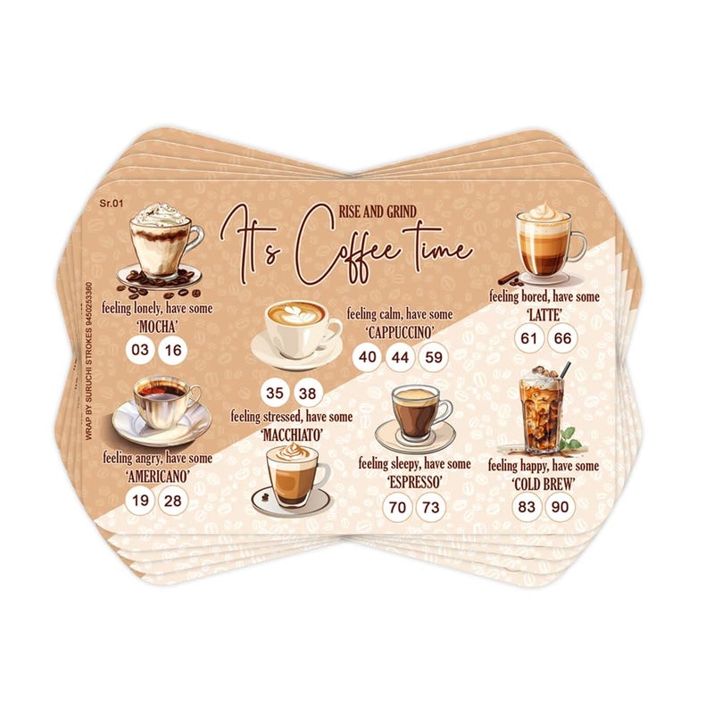 Suruchi Strokes Coffee Time Theme Tambola Tickets, New Bingo, Housie, Kitty Party Games Collection, Designer Printed kukuba for Friends Family get-Together (40 Tickets) - Image 1