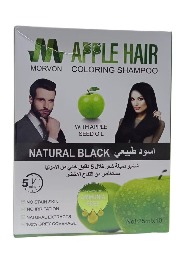 مورفن شامبو صبغة شعر خالي من الامونيا اسود طبيعي 10 ظروف - 10×25مل - Image 2