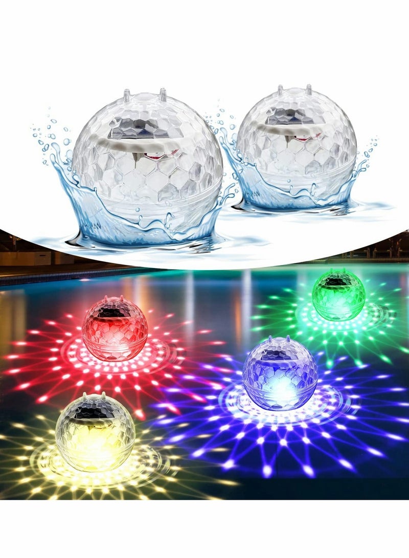 Excefore Solar Floating Pool Lights, Pool Lights That Float with RGB Color Changing Waterproof Disco Solar Pool Lights for Swimming Pool at Night Hangable LED Glow Ball Lights for Pond, Garden, Backyard 2PCS - Image 1