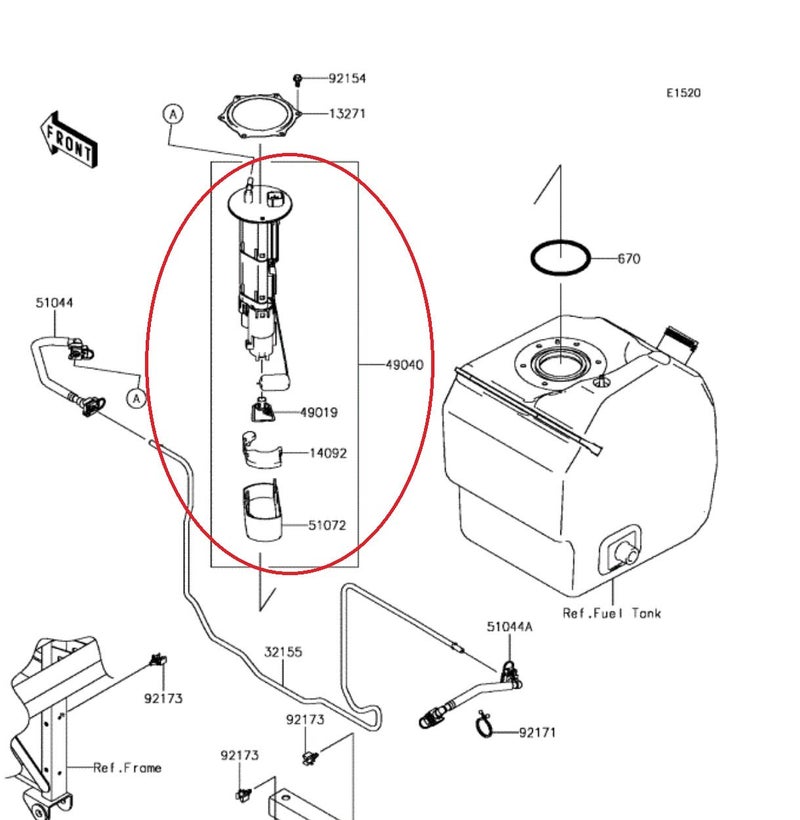 AA Fuel Pump Assembly For 2014-2020 Kawasaki Mule Pro FX FXT Teryx 800 Teryx4 49040-0733, 49040-0716 - Image 3