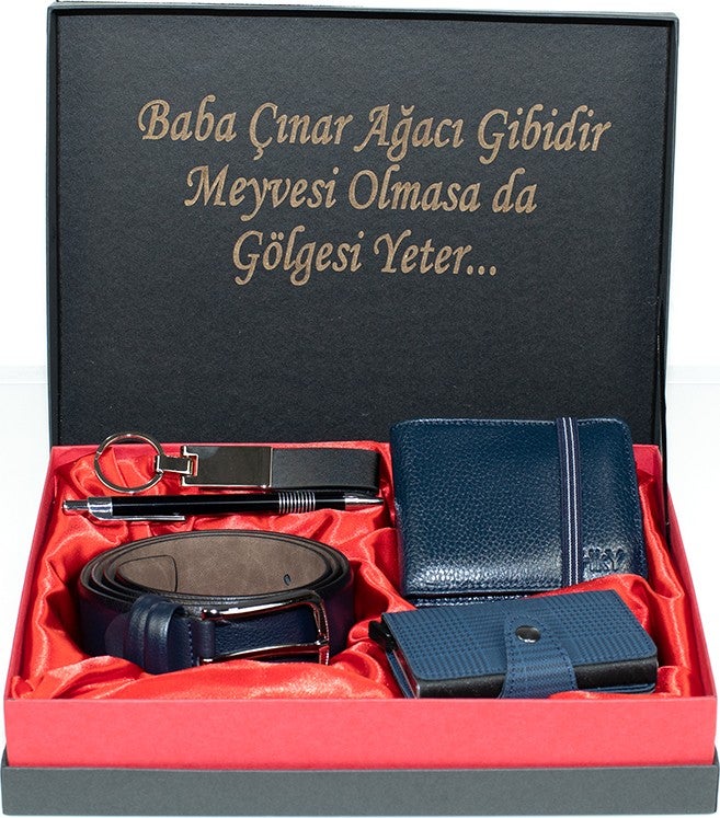 HKY Men's Leather Wallet & Mechanism Card Holder and Belt Set  - Image 1