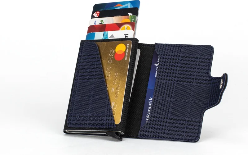 HKY Men's Leather Wallet & Mechanism Card Holder and Belt Set
