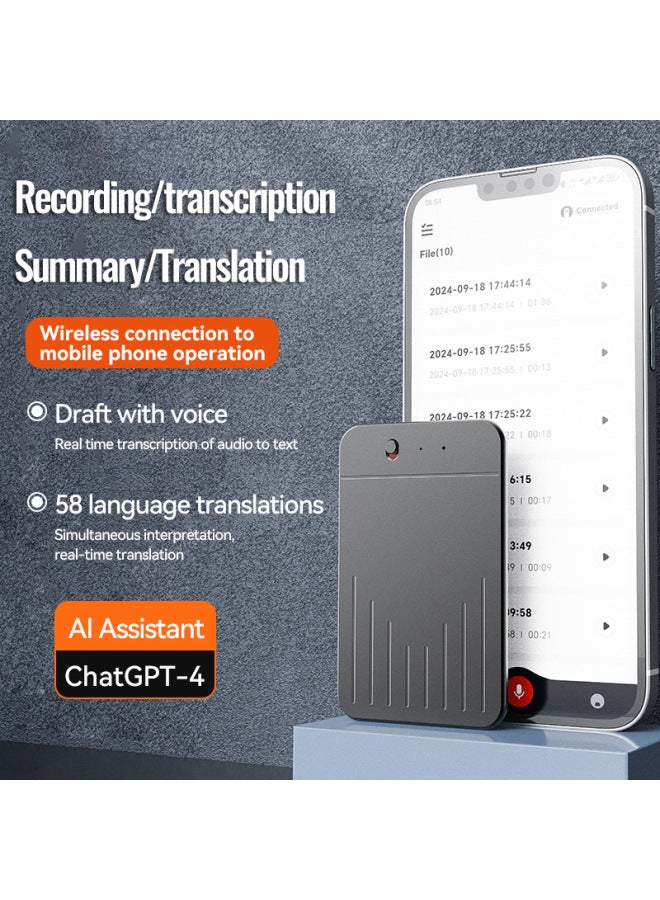Generic A3 AI Recorder ChatGPT Intelligent Transfer Voice Call Real-time Transcription Of A Generation Of Unlimited Procurement-Color:English A3 Single Button Dark Green (app Supports Chatgpt-4o Transcription)-Capacity:128GB - Image 2