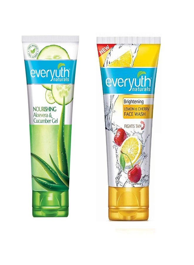 Everyuth Nourishing Aloe Vera & Cucumber Gel, 150gm and Lemon &Cherry, Oil Clear Face Wash, 50gm, - Image 2