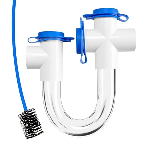 WESUA 34 Clear PVC U Trap Pipe Fitting Connector for HVAC Condensate Drain System with Cleaning Brush - Image 3
