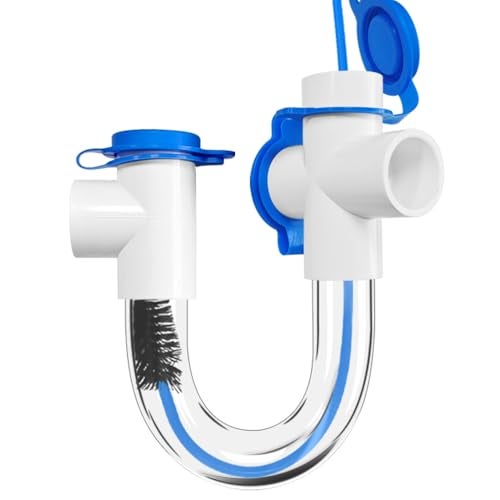 WESUA 34 Clear PVC U Trap Pipe Fitting Connector for HVAC Condensate Drain System with Cleaning Brush - Image 1
