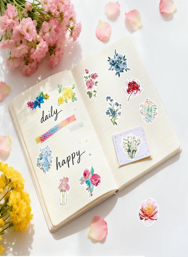 Anwyll 200Pcs Flower Stickers - Pretty Water Bottle Stickers Waterproof Vinyl Floral Aesthetic Sticker Bulk Self Adhesive Spring Summer Sticker Pack for Scrapbooking Laptop Journaling Computer - Image 5