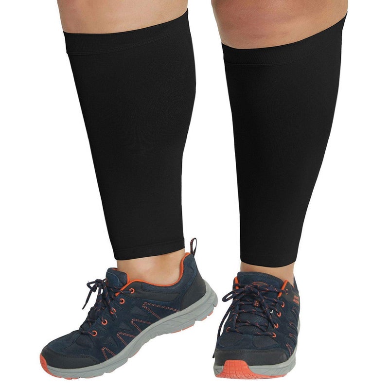 Ultra Wide Calf Sleeve Compression Support Calf Pain Varicose Veins DVT Tailored to Wide Calves Black