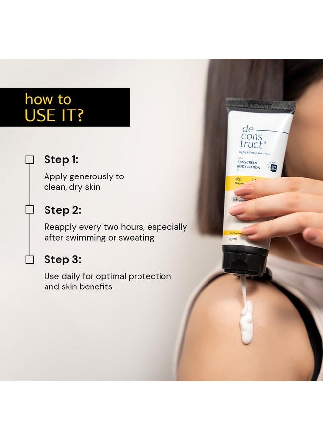 Deconstruct لوشن الجسم الواقي من الشمس ديكونستراكت ديتان SPF 50 PA++++ | حماية واسعة الطيف من UVA و UVB | تركيبة خفيفة الوزن ومقاومة للماء وغير دهنية | مع حمض كوجيك ونياسيناميد لتقليل خطوط التان وتفتيح البشرة | لجميع أنواع البشرة | 90 مل - Image 3