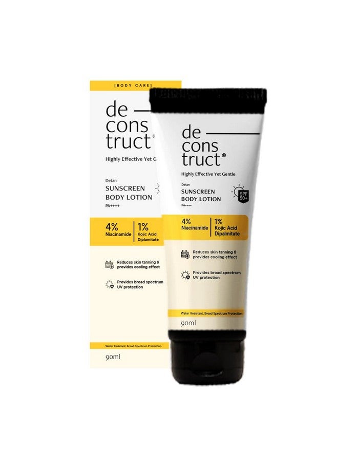 Deconstruct لوشن الجسم الواقي من الشمس ديكونستراكت ديتان SPF 50 PA++++ | حماية واسعة الطيف من UVA و UVB | تركيبة خفيفة الوزن ومقاومة للماء وغير دهنية | مع حمض كوجيك ونياسيناميد لتقليل خطوط التان وتفتيح البشرة | لجميع أنواع البشرة | 90 مل - Image 1