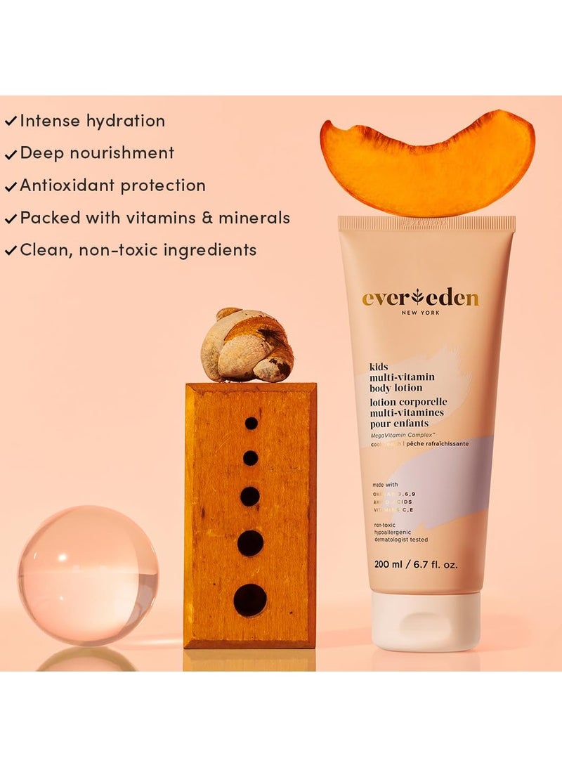 Evereden - Evereden Kids Multi-Vitamin Body Lotion (6.7 fl.oz., Cool Peach): Gentle & Non-Toxic Moisturizing Kids Lotion | Nourishing & Protective Lotion for Kids - Image 1