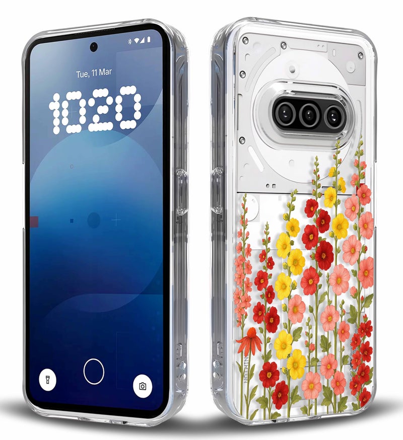 GIOIA BAZAAR for Nothing Phone 3A Case, Premium Transparent Hybrid Soft Slim Dust Proof Silicone Back Case Cover with Camera Protection Floral Design for Woman Girls (Pattern 1, Nothing Phone 3A) - Image 1