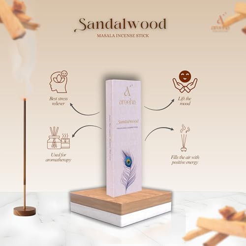 Areeha Kesar Chandan & Sandalwood Masala Incense Sticks Combo | Charcoal-Free, Gangajal Infused Agarbatti with Divine Fragrances & Pure Extract of Kesar, Chandan & Sandalwood Powder | Pack of 1 Each - Image 3