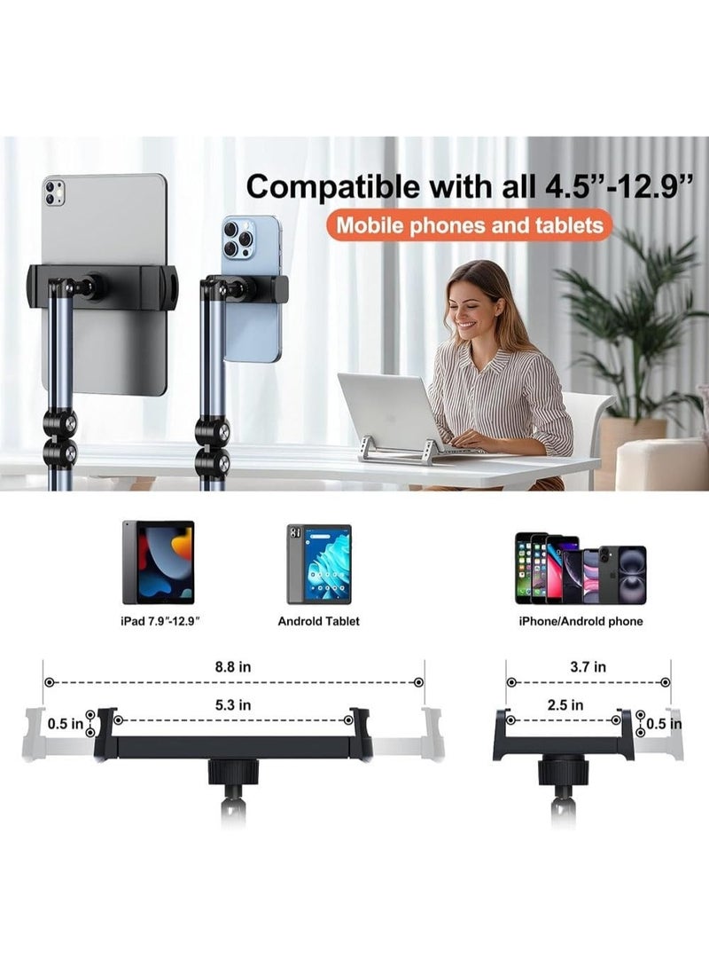 Tablet Floor Stand, Adjustable Tablet Stand, 360° Rotation Holder, Compatible with iPad, iPhone (4.5''-12'') - Image 3