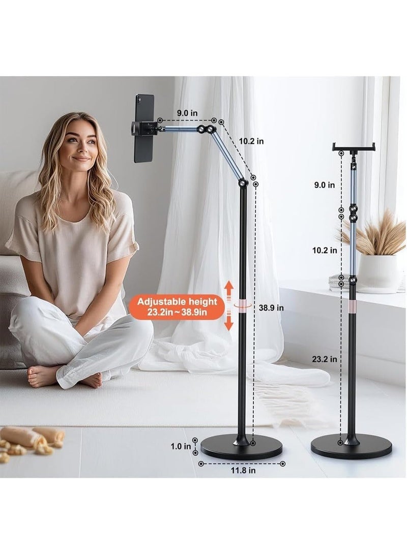 Tablet Floor Stand, Adjustable Tablet Stand, 360° Rotation Holder, Compatible with iPad, iPhone (4.5''-12'') - Image 4