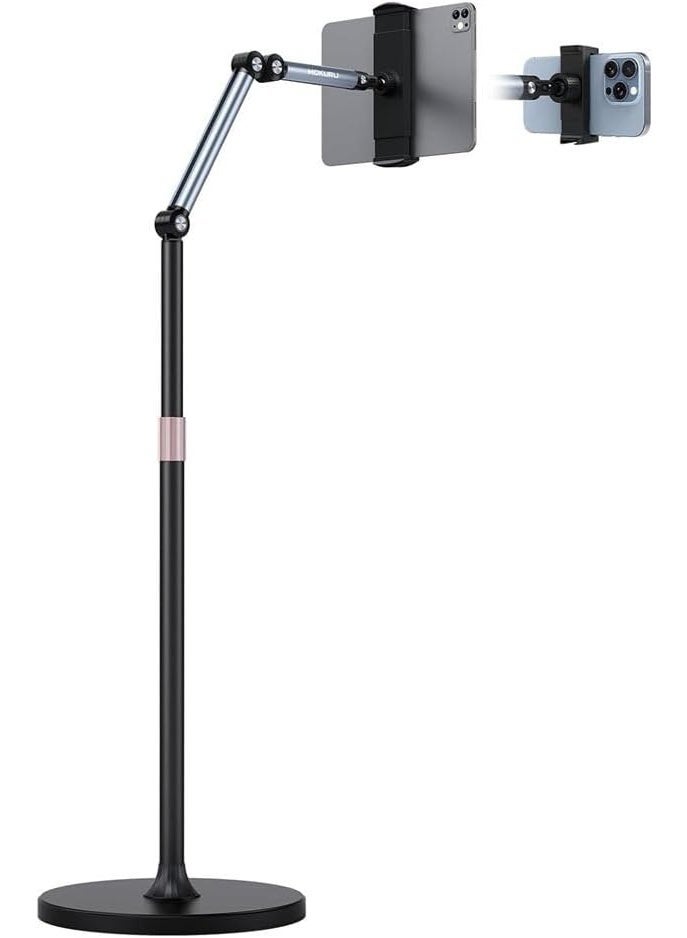 Tablet Floor Stand, Adjustable Tablet Stand, 360° Rotation Holder, Compatible with iPad, iPhone (4.5''-12'') - Image 1