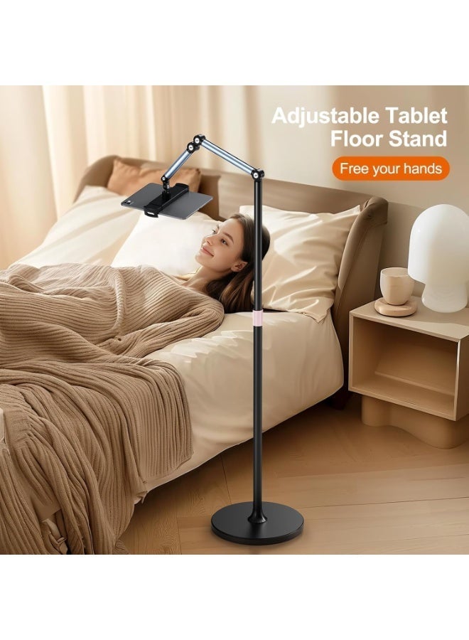Tablet Floor Stand, Adjustable Tablet Stand, 360° Rotation Holder, Compatible with iPad, iPhone (4.5''-12'') - Image 2