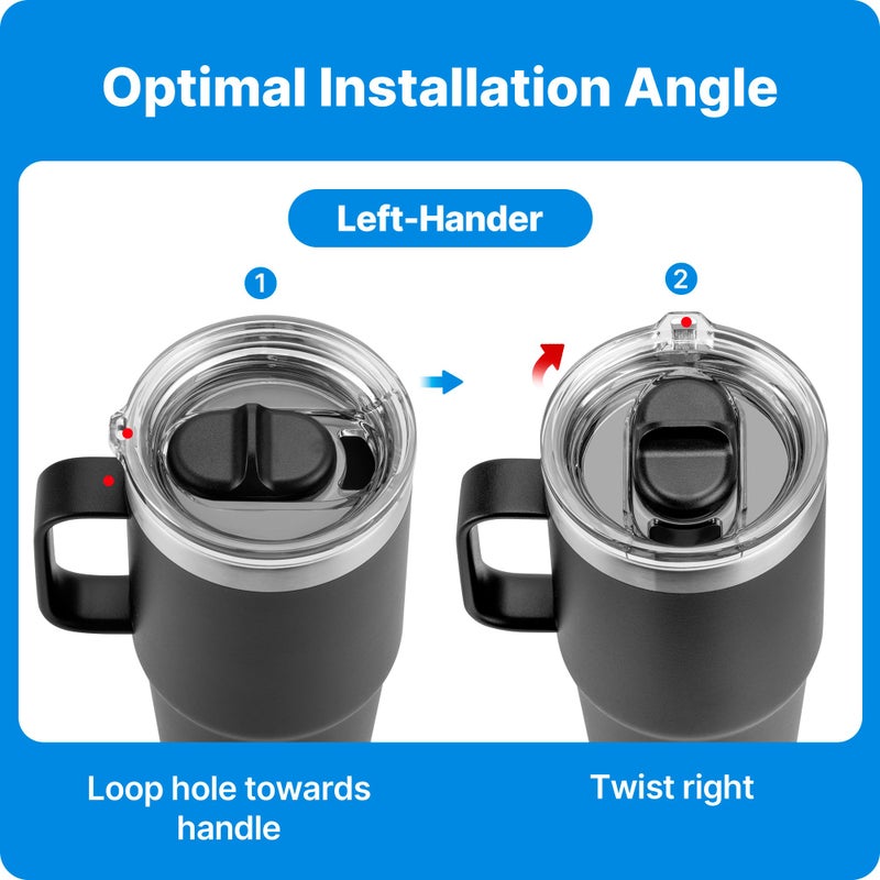 Bluwing 2 Pack 20 oz Replacement Stronghold Lid for YETI Rambler TraveI Mug with Threads Only, Spill Proof Screw Top Lid for YETI Threaded Travel Mug - Image 5