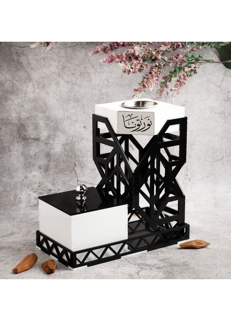 GIFT A Flaunting Incense Burner and Smoker Set with an Incense Box and a Tray Bearing an Arabic Phrase