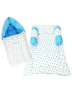 Brandonn BRANDONN Baby Bedding Gift Pack Combo of Bed with 3 Pillow Set and Sleeping Bag | Carry Bag Combo of 2, Sky Blue  - Image 1