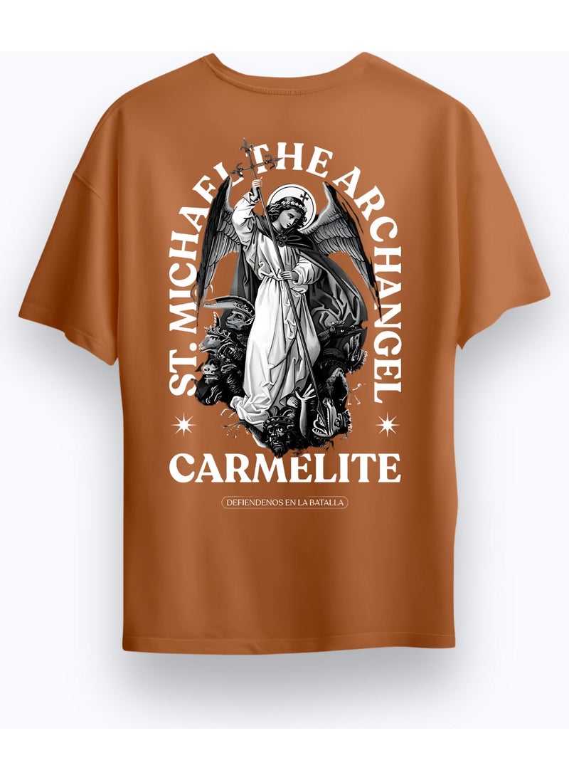 Alex Rosen Unisex Oversize Crew Neck Printed Short Sleeve Brown T-Shirt  - Image 1
