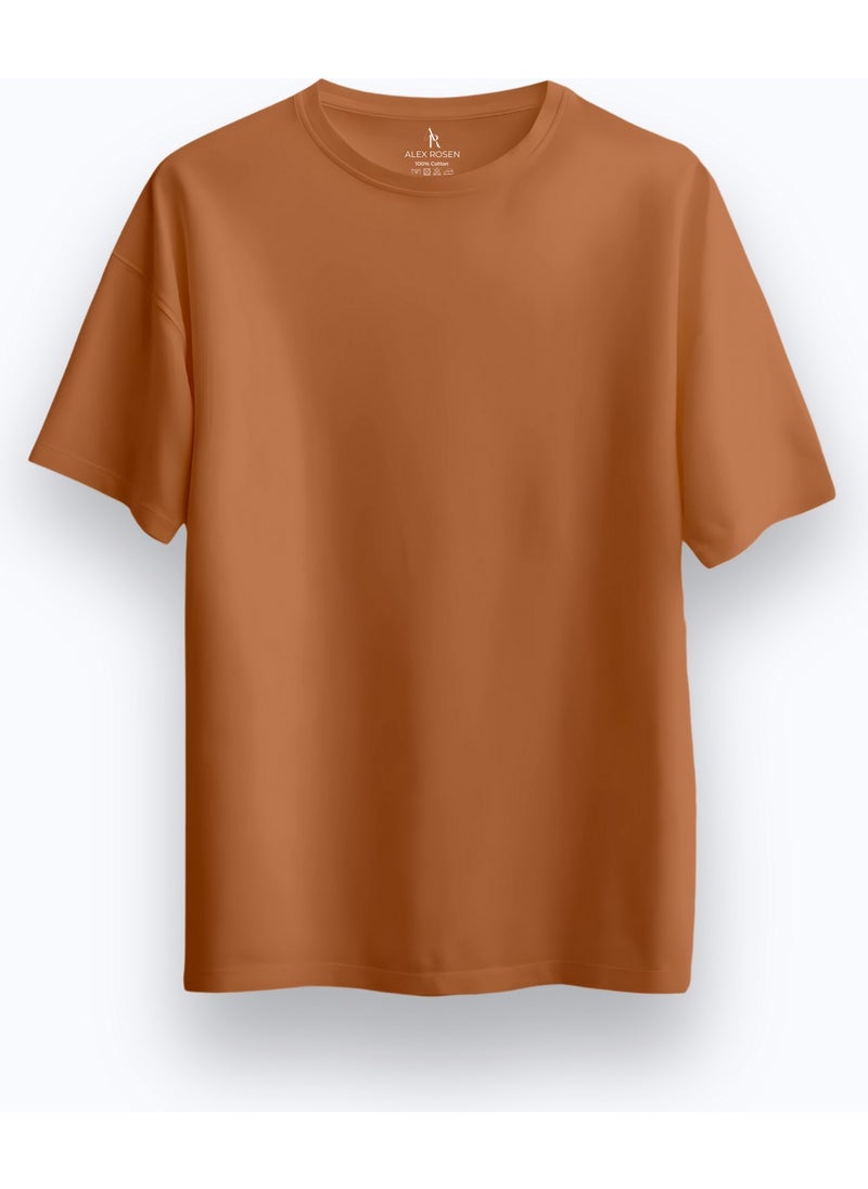 Alex Rosen Unisex Oversize Crew Neck Printed Short Sleeve Brown T-Shirt  - Image 2