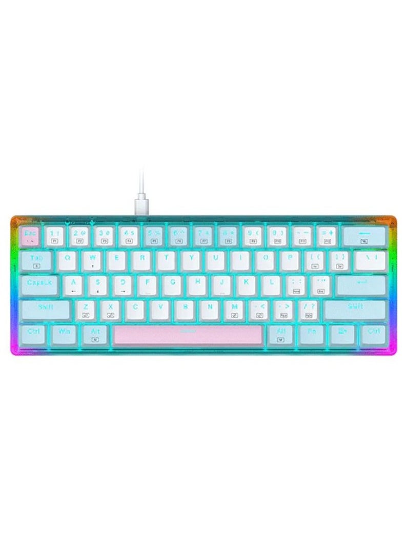 E-YOOSO Z-11 T 60% Wired Mechanical Gaming Keyboard, Red Switches Mechanical Gaming Keyboard Wired with Blue LED Backlit, Ultra-Compact 60 Percent Computer Keyboard for Windows, Mac OS (Blue White)