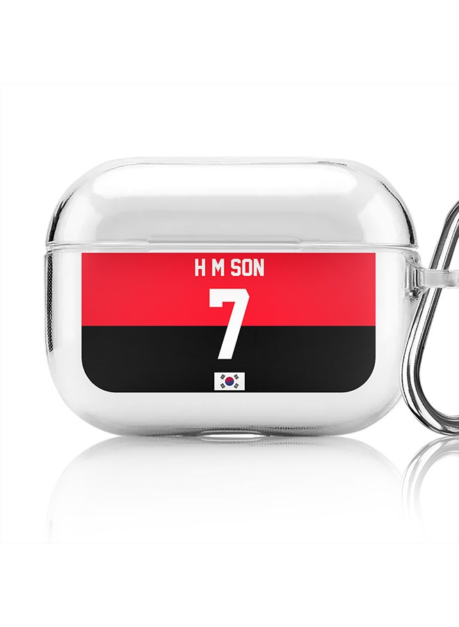 Stylizedd Classic Clear printed Case for Apple AirPods Pro 2nd Generation Thin Transparent Cover - Football Team - South Korea, Player Name - H M Son - Image 1