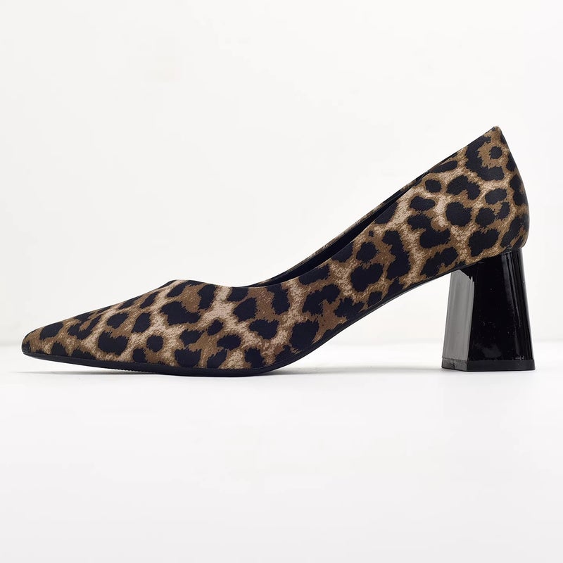 Women's Pointed Toe Suede Pumps with Chunky Heel - Image 5